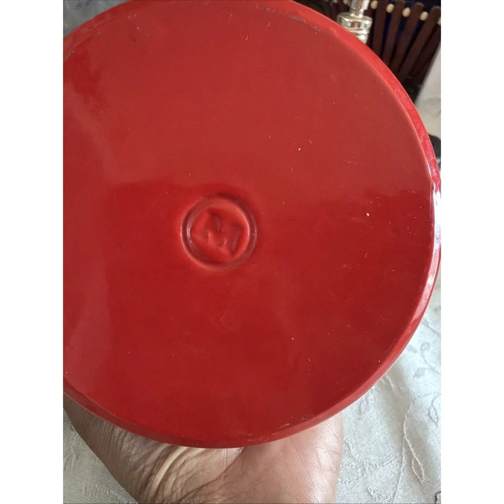 Vtg Mario Batali Individual SizeCast Iron Red Maroon Enamel Dutch Oven Pot & Lid